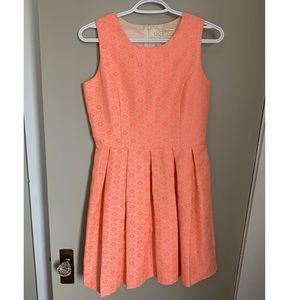 Pink Martini Coral Pink Sleeveless Pleated Dress